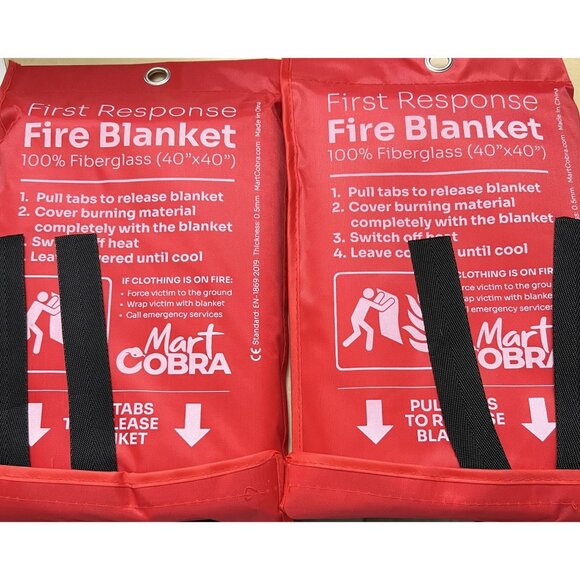 First Response Fire Blanket 100% Fiberglass 40"x40" Pull Tabs Release Blanket Ma - Picture 1 of 2